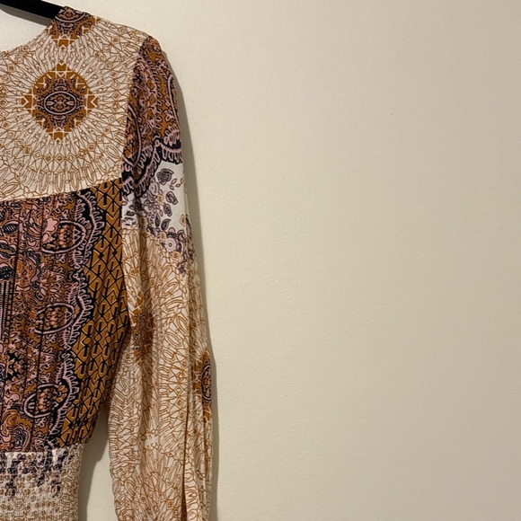 Free People Mexicali Rose Maxi Dress Bohemian Size M asymmetrical Rayon - Picture 11 of 16